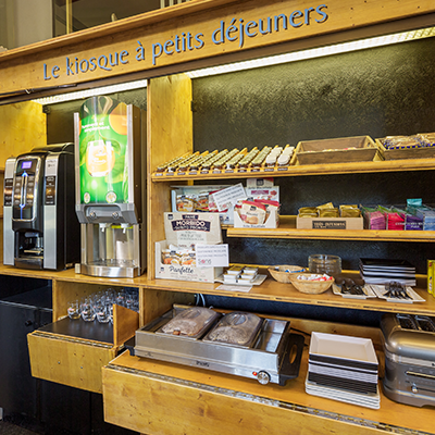 The breakfast kiosk, Saint-Claude hotel.